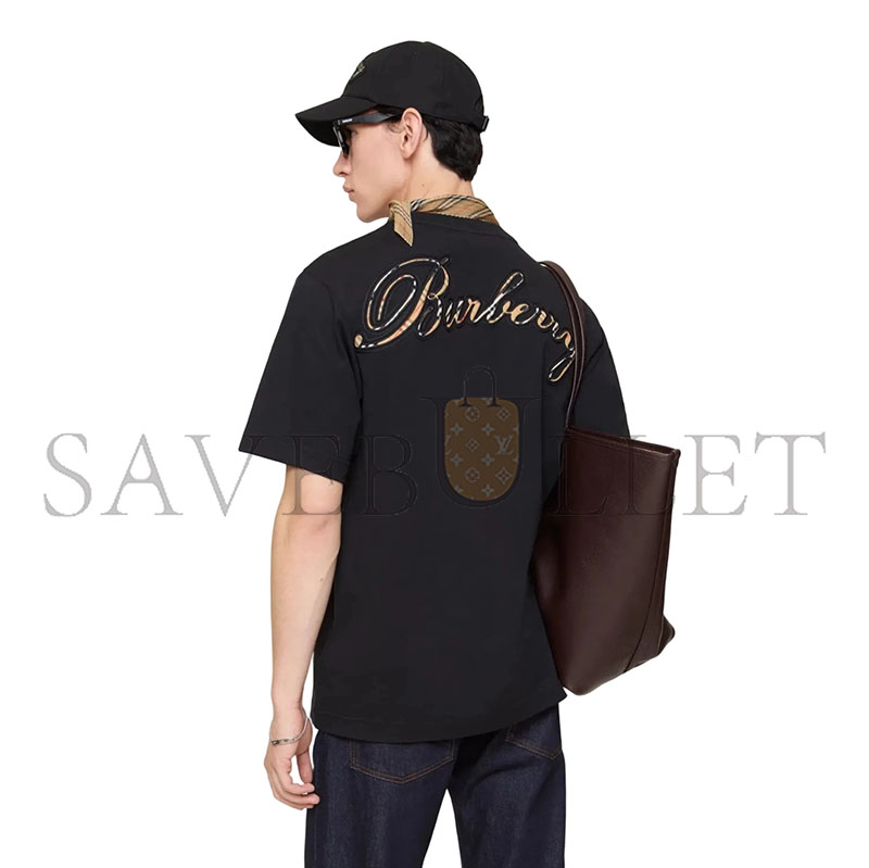 Bv*b*rry check cursive logo cotton t-shirt 81191831